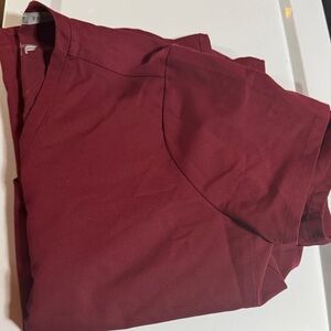 Fabletics Women's Short Sleeve Scrub Top in Deep Wine Red